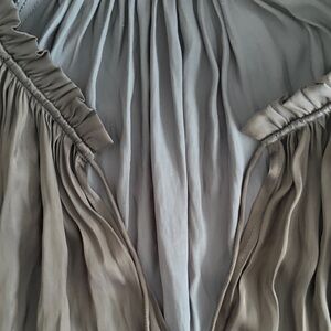 Ulla Johnson Slate Gray Pleated Silk Blouse